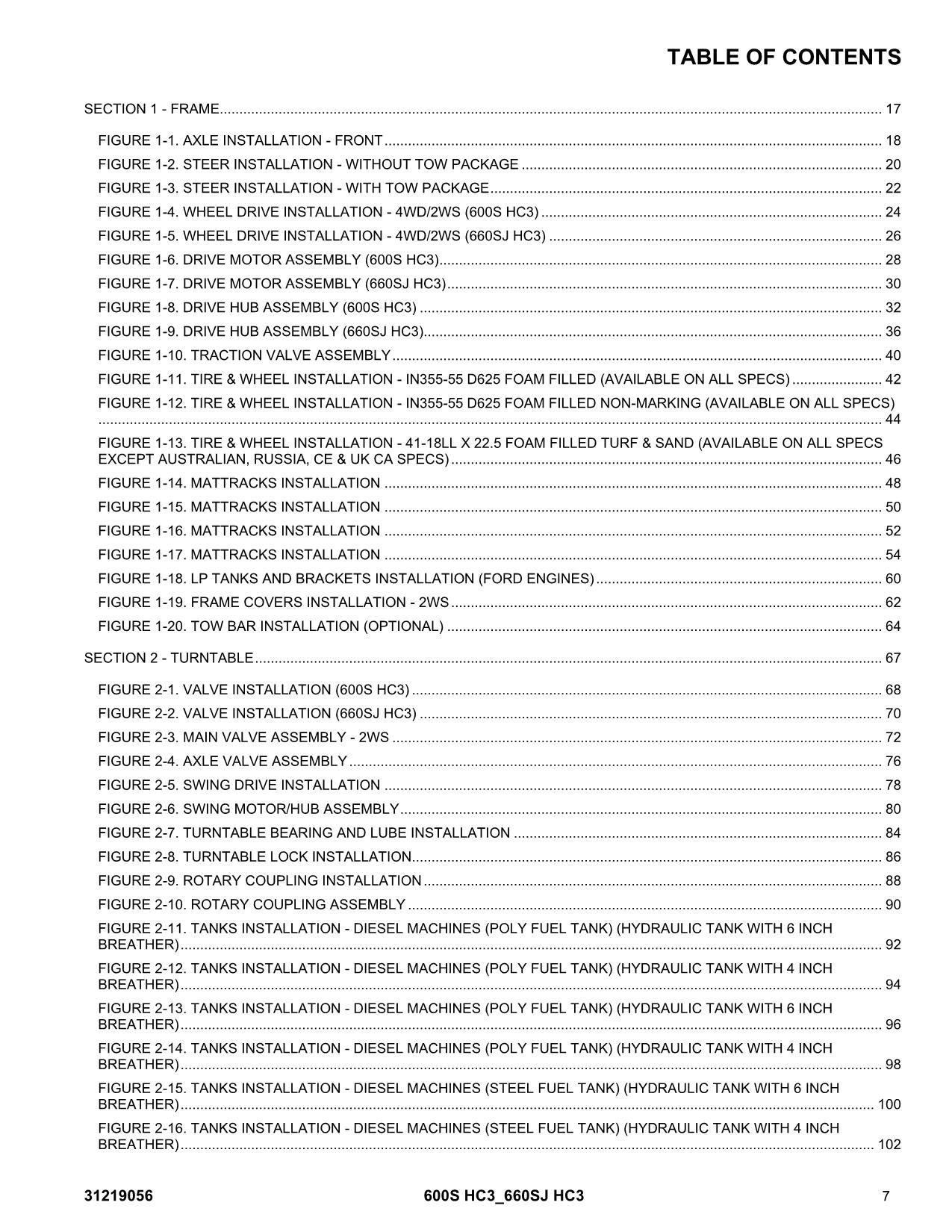 JLG 600S HC3 660SJ HC3 Boom Lift  Parts Catalog Manual 31219056