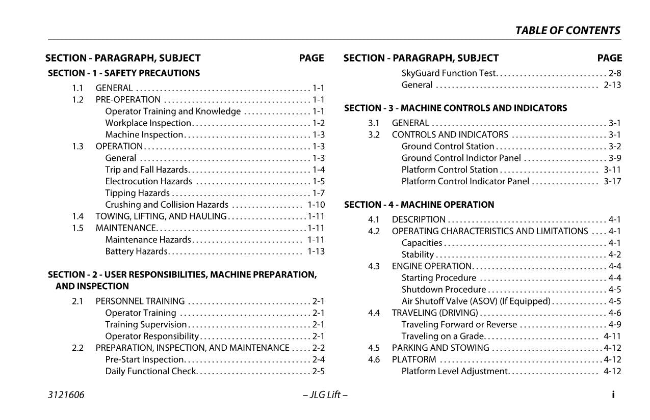 JLG 600SC 660SJC Boom Lift Maintenance Operation Operators Manual 3121606