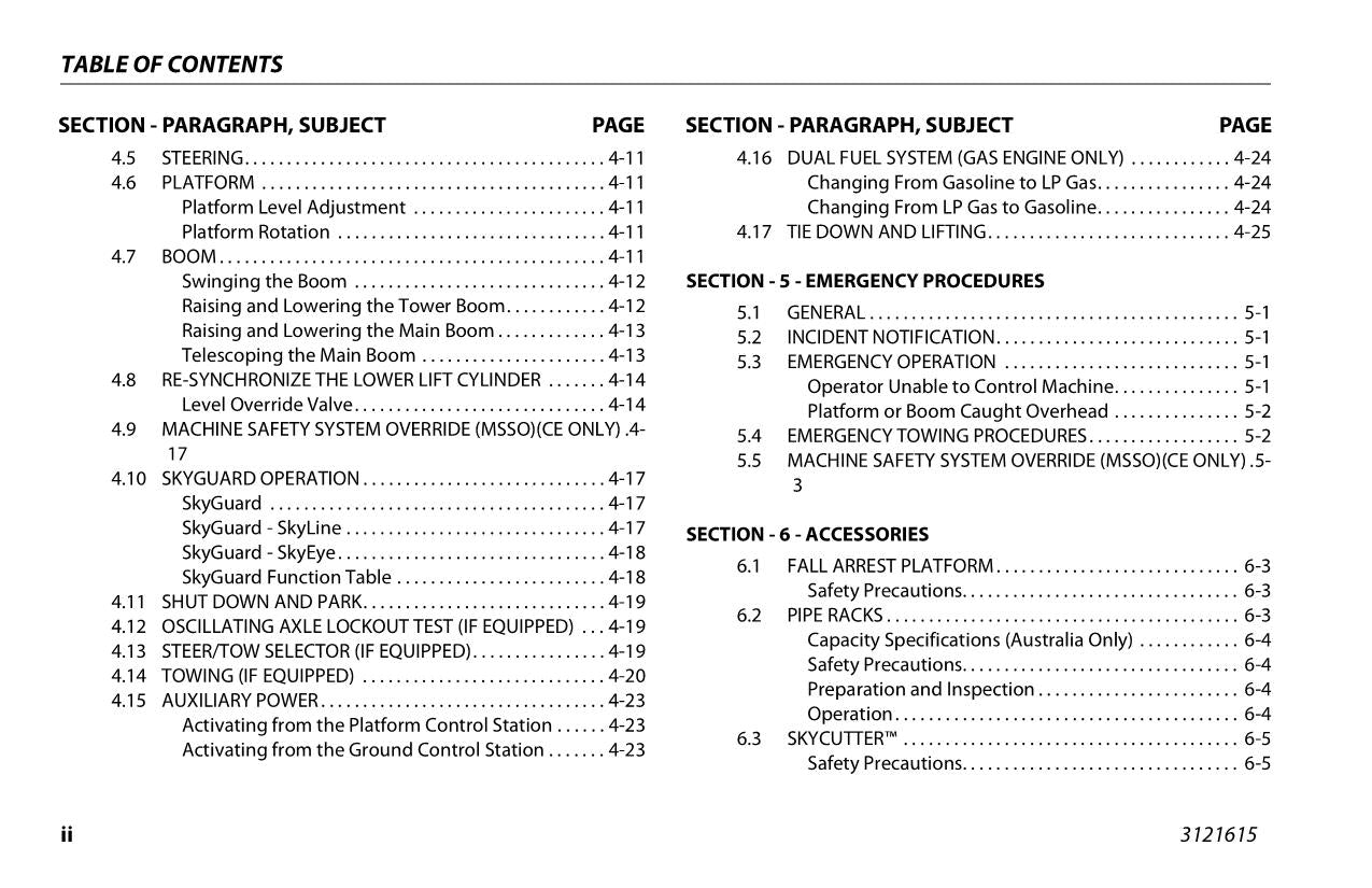 JLG 600A 600AJ Boom Lift Maintenance Operation Operators Manual 3121615