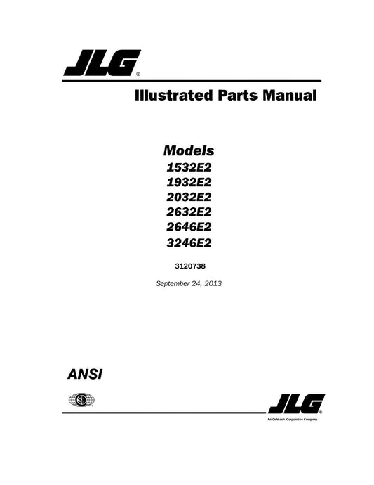 JLG 1532E2 1932E2 2032E2 2632E2 2646E2 3246E2 Lift Parts Catalog Manual 3120738