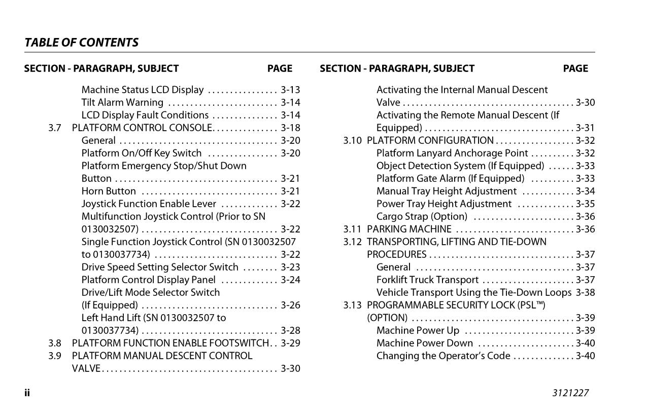 JLG 10MSP Vertical Mast Maintenance Operation Operators Manual 3121227