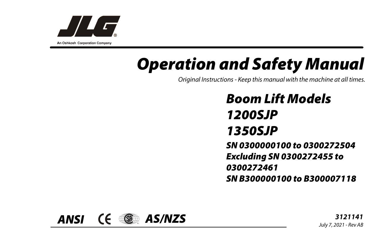 JLG 1200SJP 1350SJP Boom Lift Maintenance Operation Operators Manual 3121141