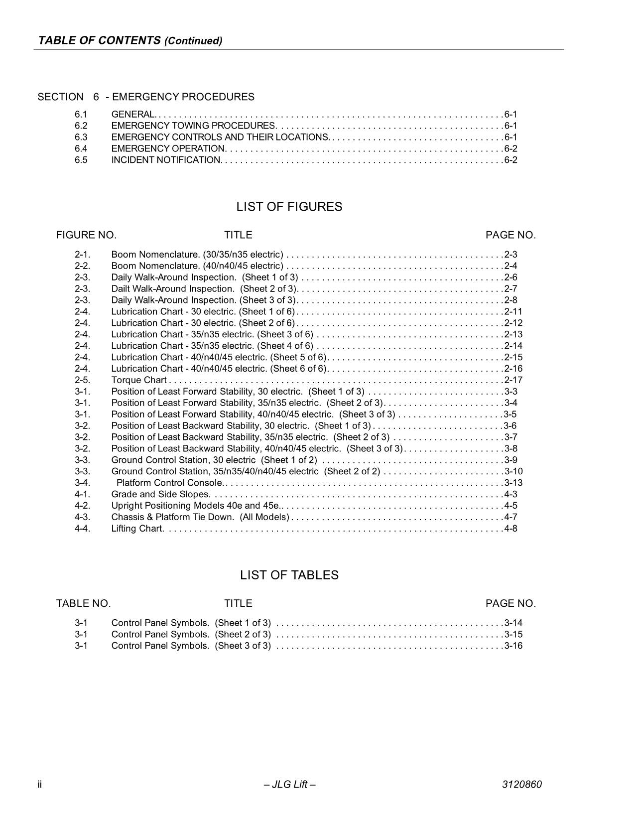 JLG 30e 35e 40e 45e n35e n40e Boom Lift Maintenance Operators Manual 3120860