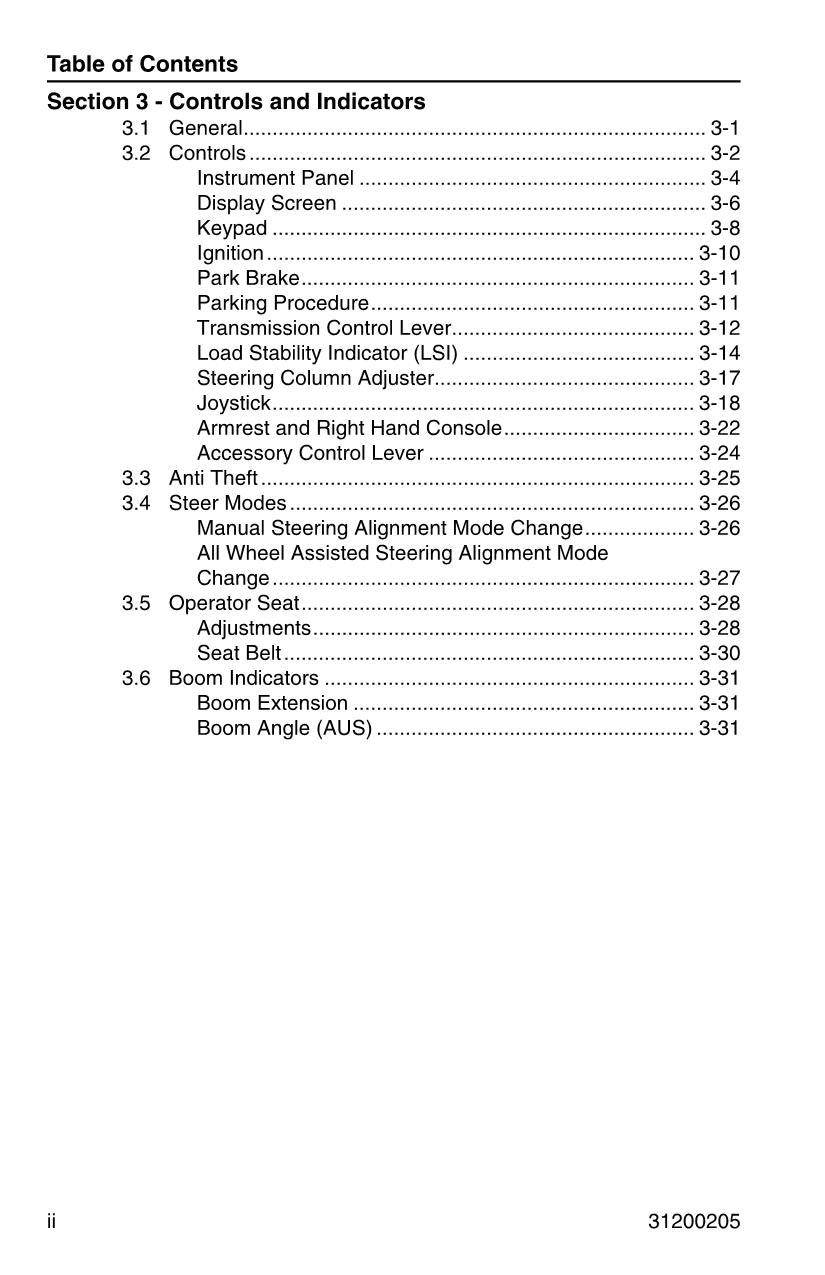 JLG 3508PS 3509PS 3512PS 3513PS 4008PS 4009PS Telehandler Operators Manual