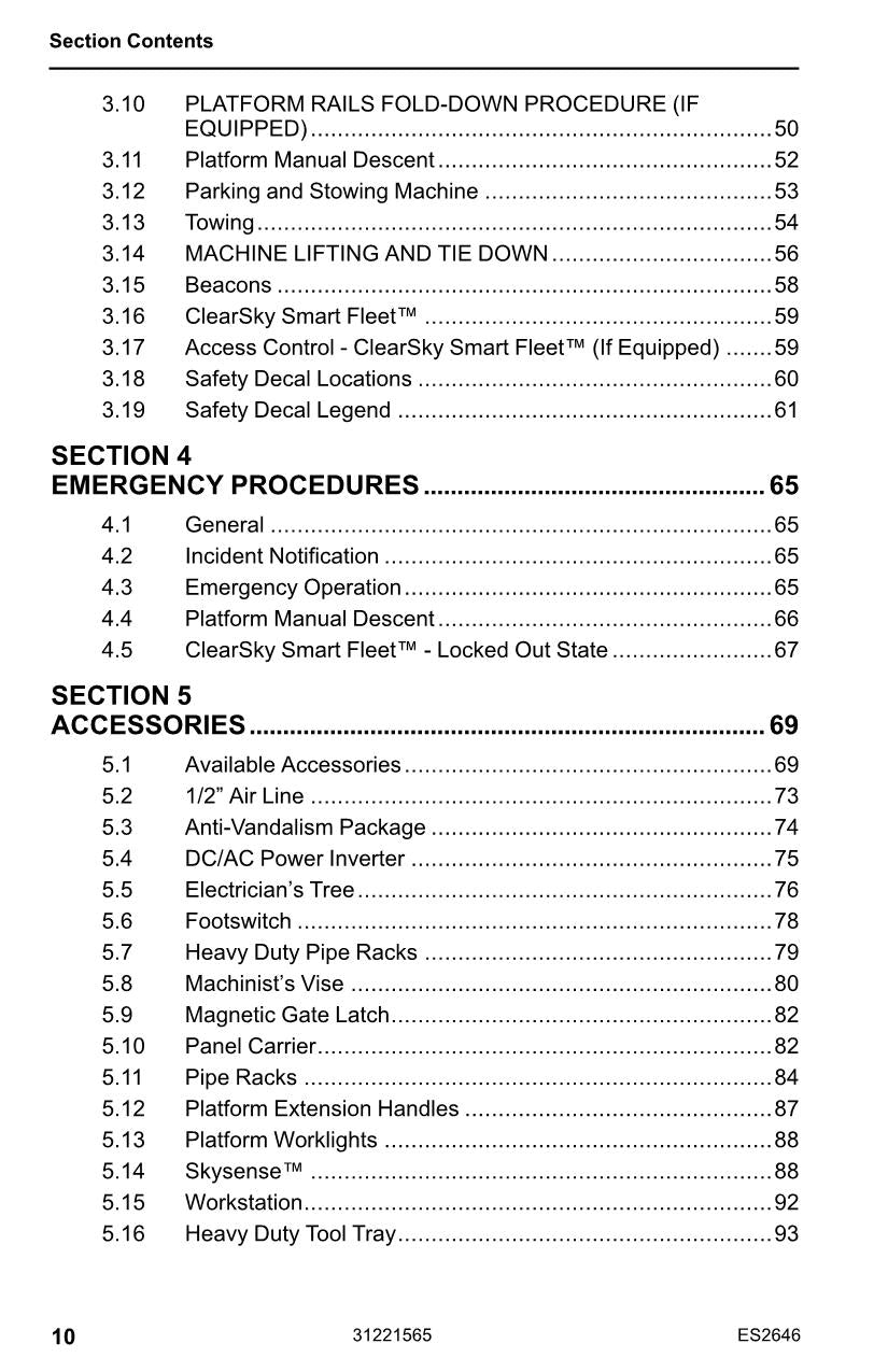 JLG ES2646 Scissor Lift Maintenance Operation Operators Manual 31221565