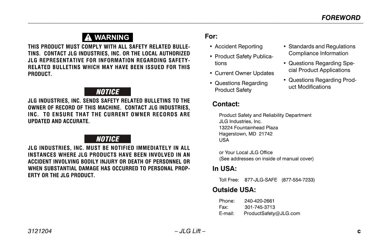 JLG 600A 600AJ Boom Lift Maintenance Operation Operators Manual 3121204