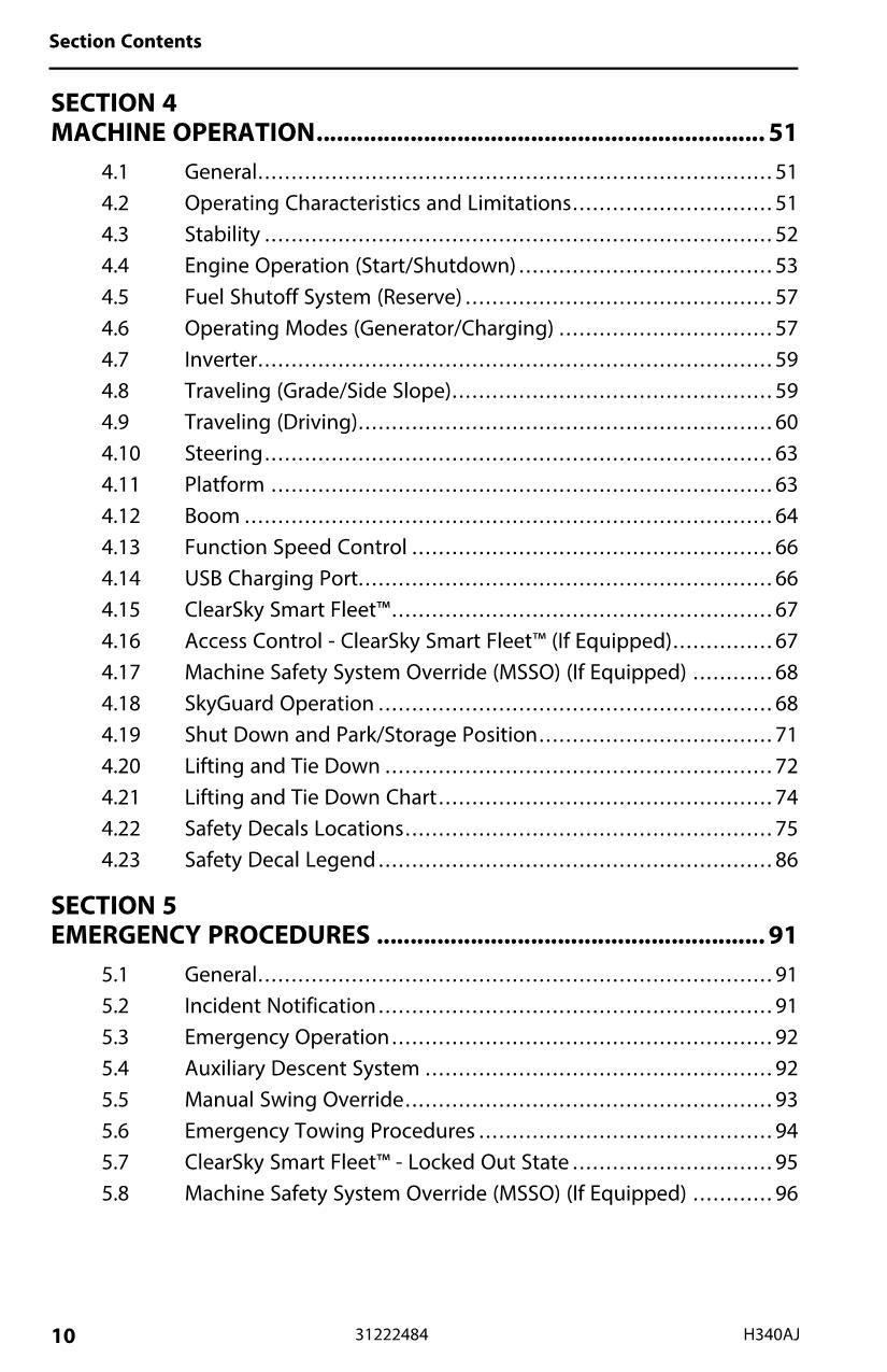 JLG H340AJ Boom Lift Maintenance Operation Operators Manual 31222484