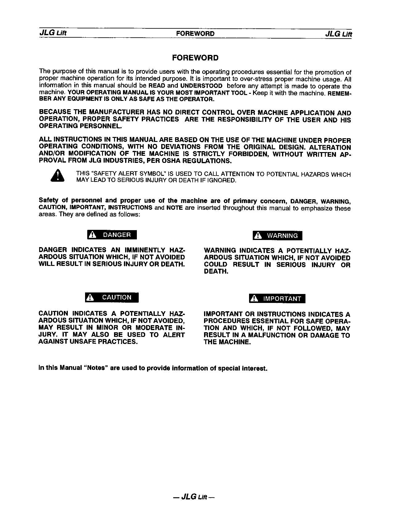 JLG 40ic 45ic Boom Lift Maintenance Operation Operators Manual 3120733