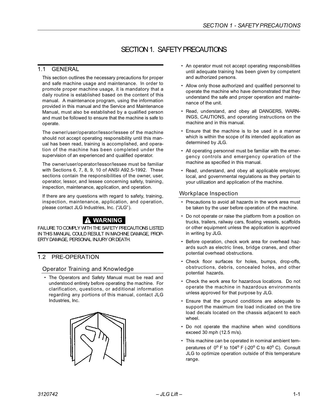 JLG 30e 35e 40e 45e n35e n40e Boom Lift Maintenance Operators Manual 3120742