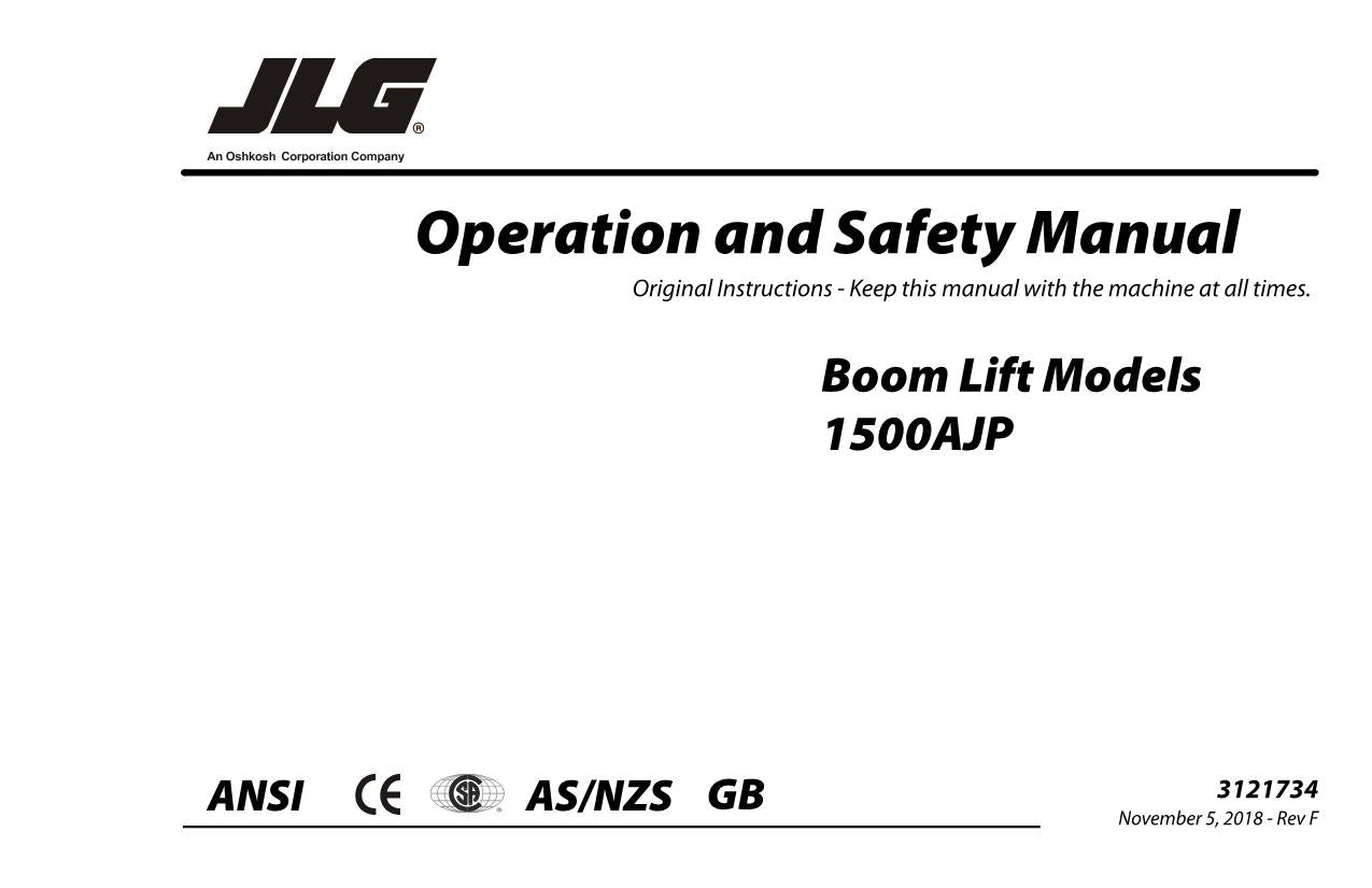 JLG 1500AJP Boom Lift Maintenance Operation Operators Manual 3121734