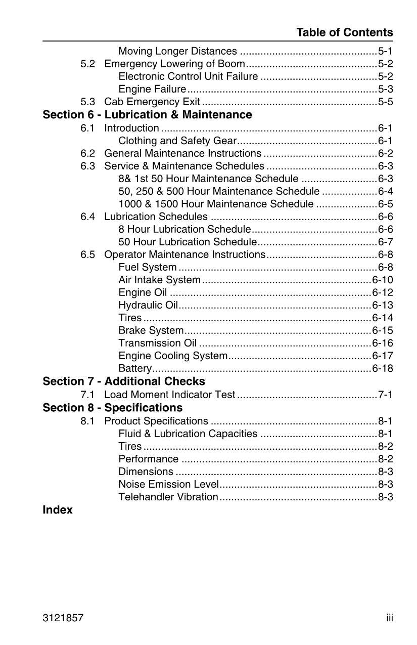 JLG 4017 Telehandler Maintenance Operation Operators Manual