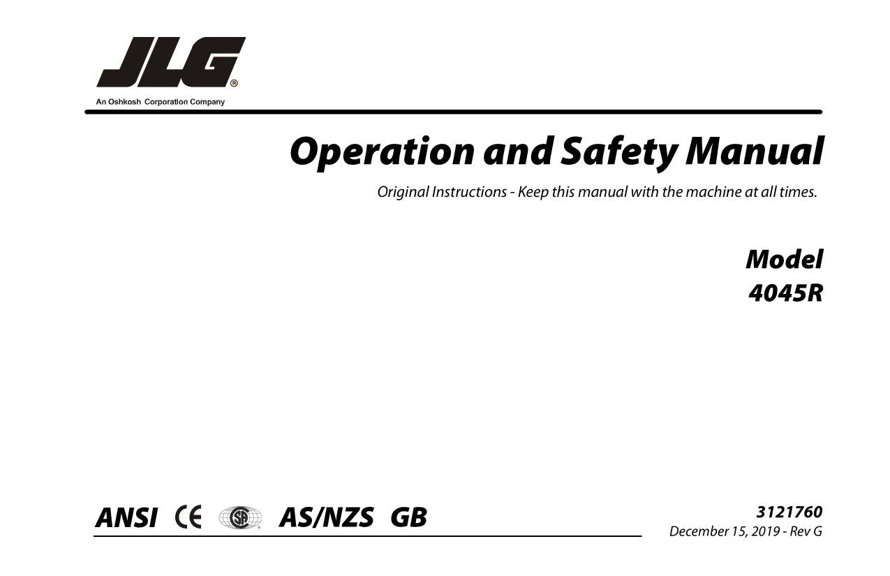 JLG 4045R Scissor Lift Maintenance Operation Operators Manual