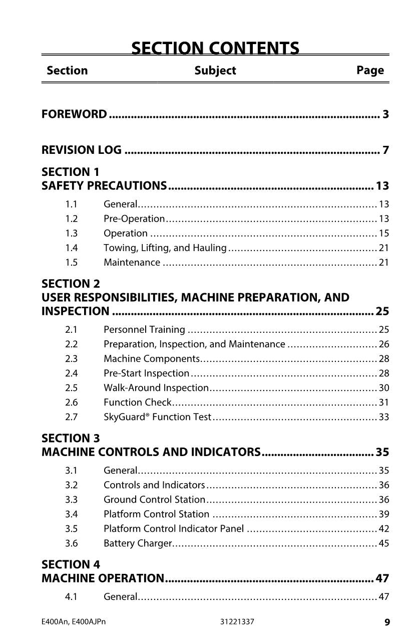 JLG E400AJP narrow E400A narrow Boom Lift Operators Manual 31221337