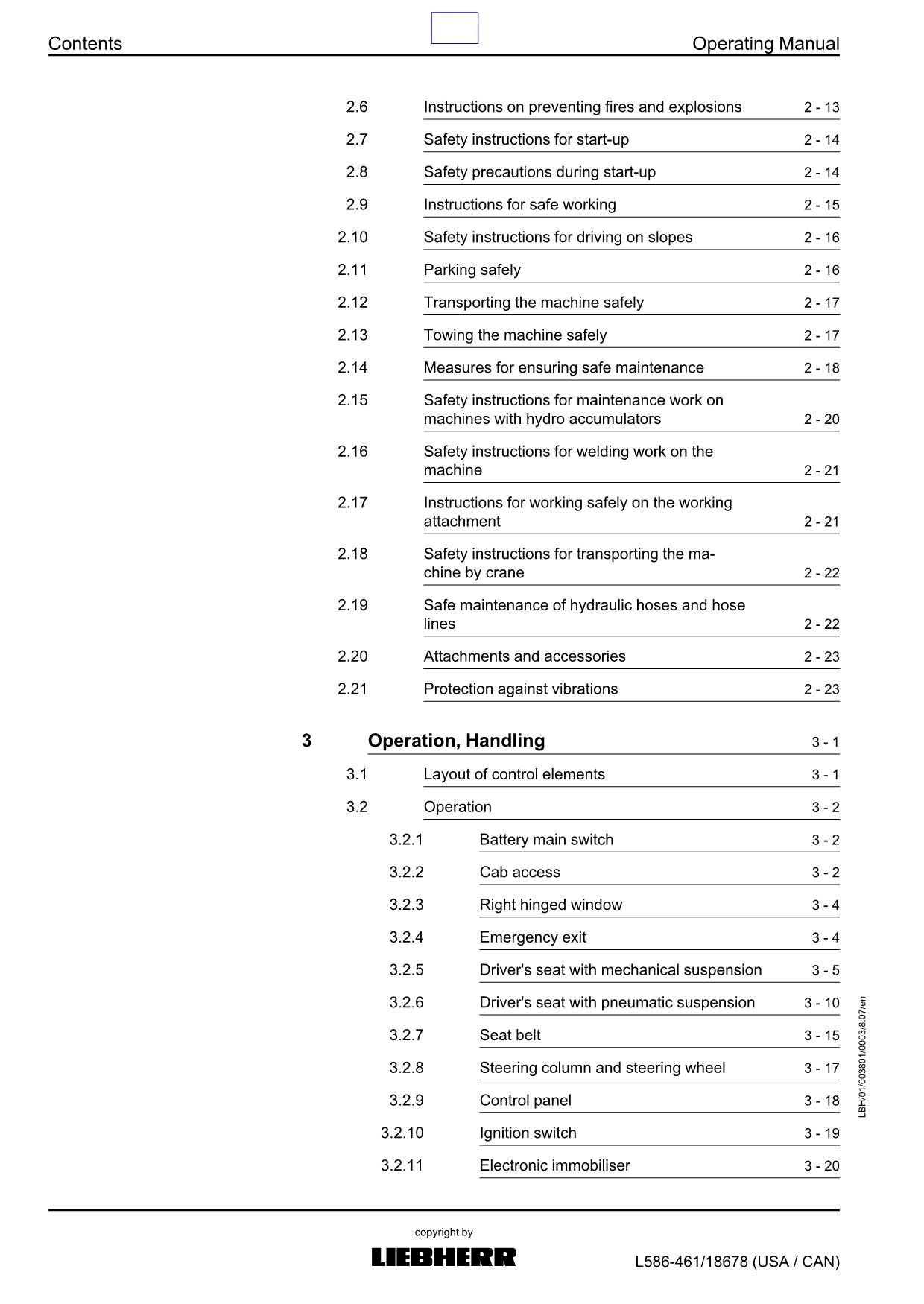 Liebherr L586 - 461 from 18678 (USA CAN) 2plus2 Wheel Loader Operators manual