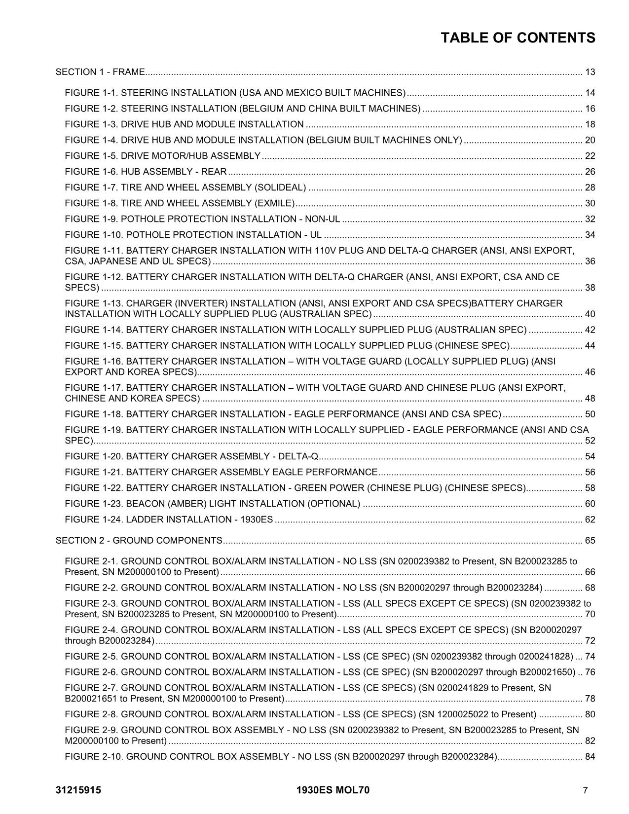 JLG 1930ES Scissor Lift Parts Catalog Manual MOL70 Specs