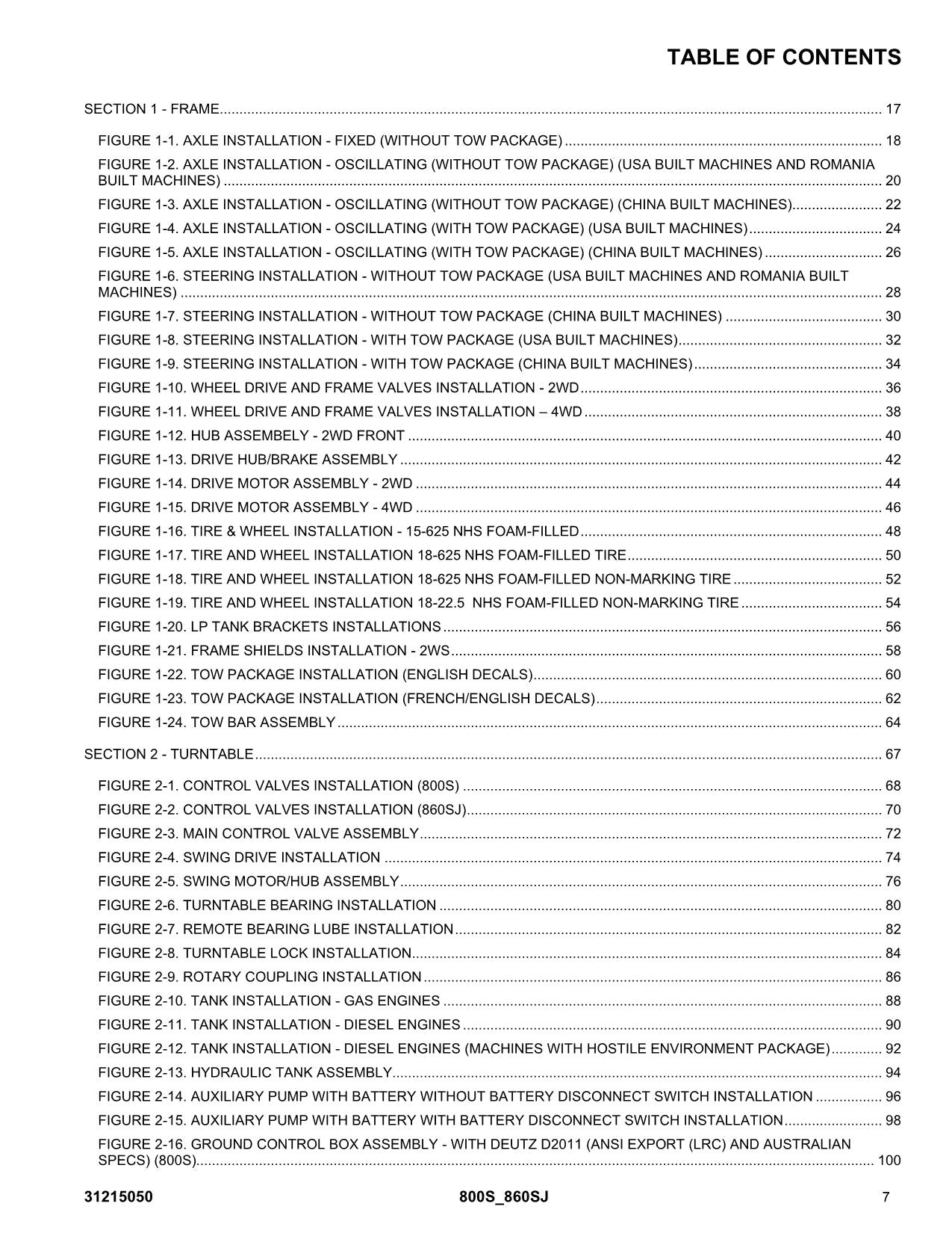 JLG 800S 860SJ Boom Lift Parts Catalog Manual 31215050