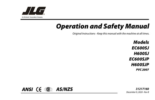 JLG EC600SJ EC600SJP H600SJ H600SJP Boom Lift Operators Manual 31217160