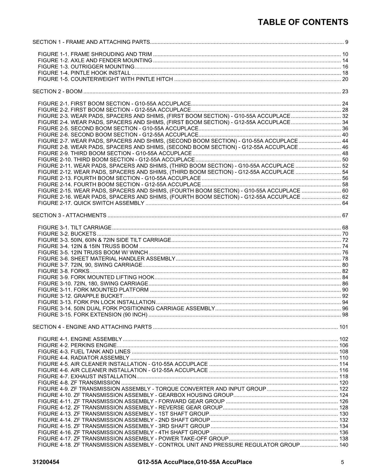 JLG G10-55A AccuPlace G12-55A AccuPlace Telehandler Parts Catalog Manual