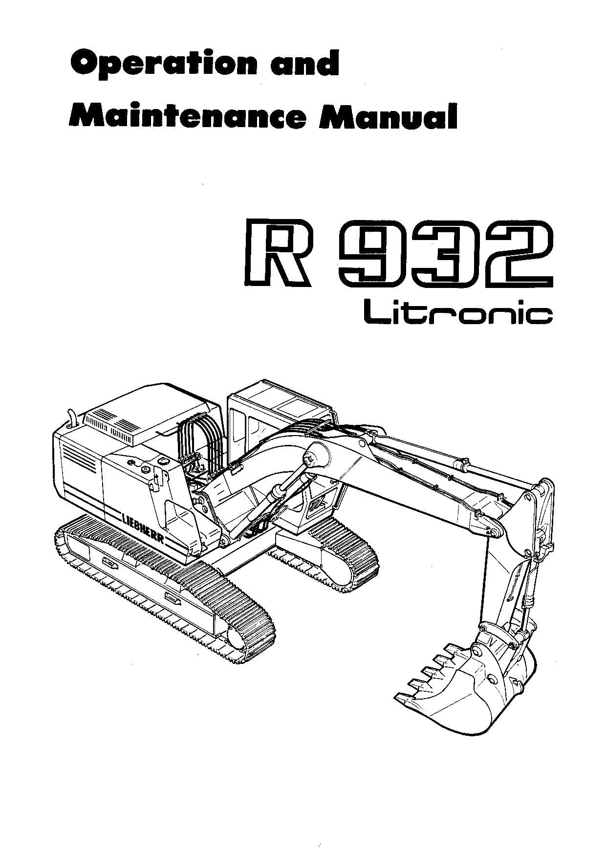 Liebherr R932 Litronic Excavator Operators manual serial .101