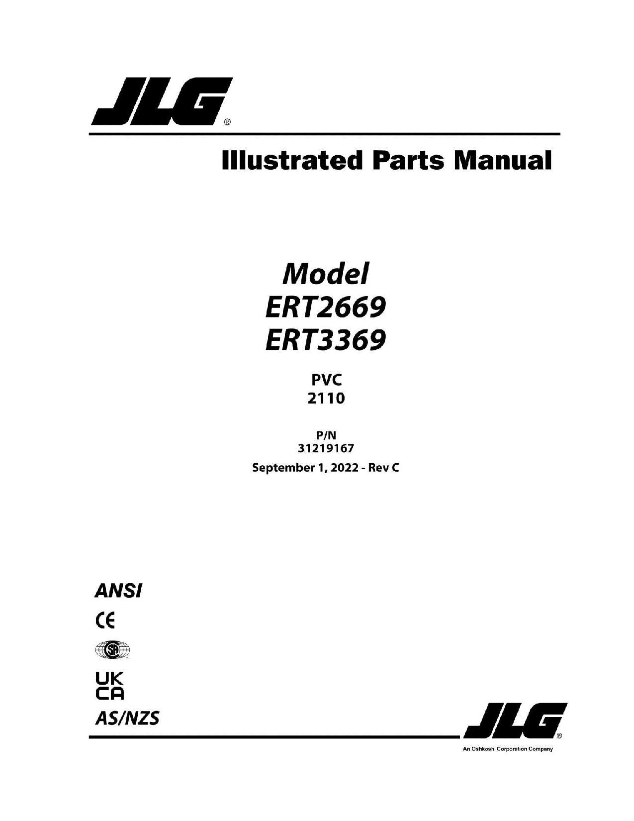 JLG ERT2669 ERT3369 Scissor Lift Parts Catalog Manual 31219167