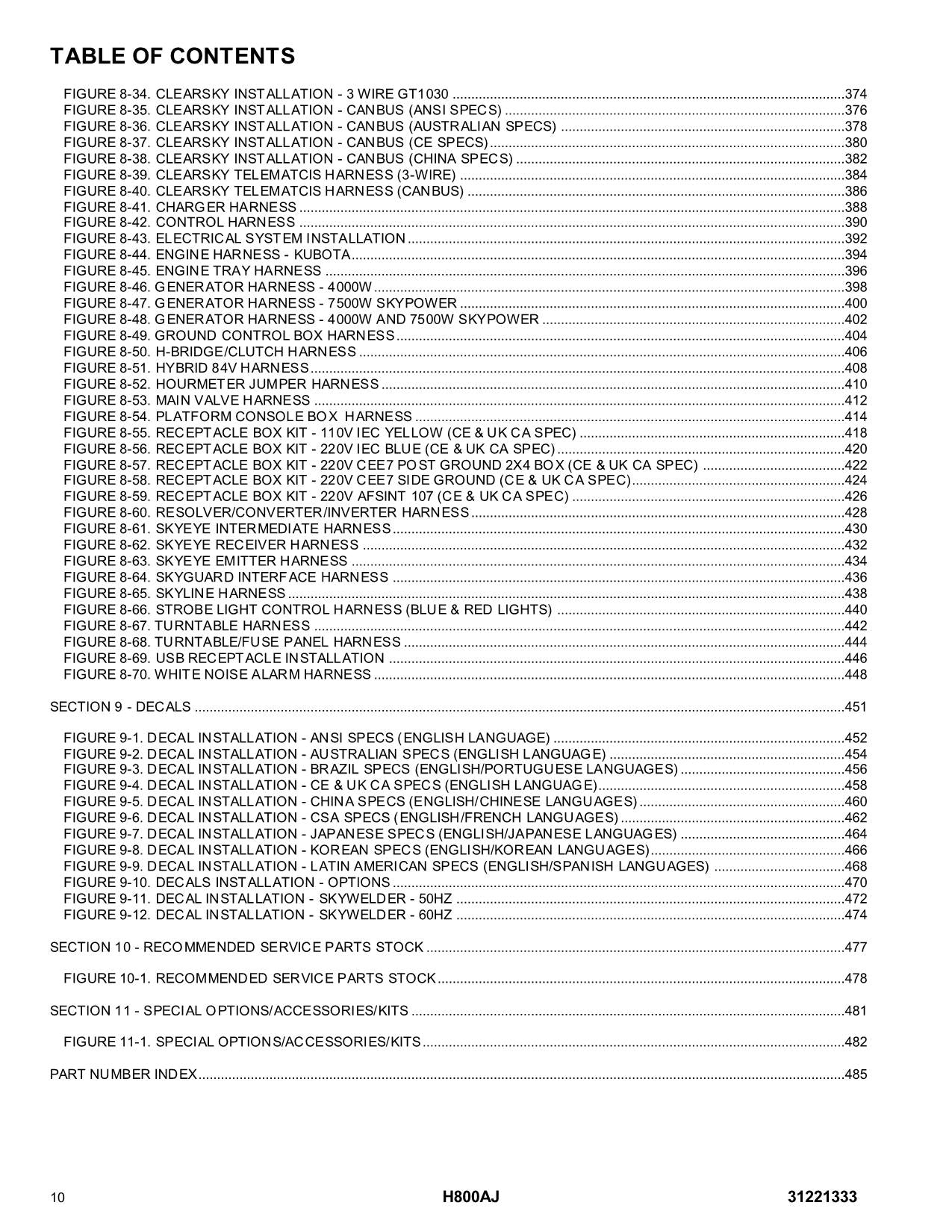 JLG H800AJ  Boom Lift Parts Catalog Manual