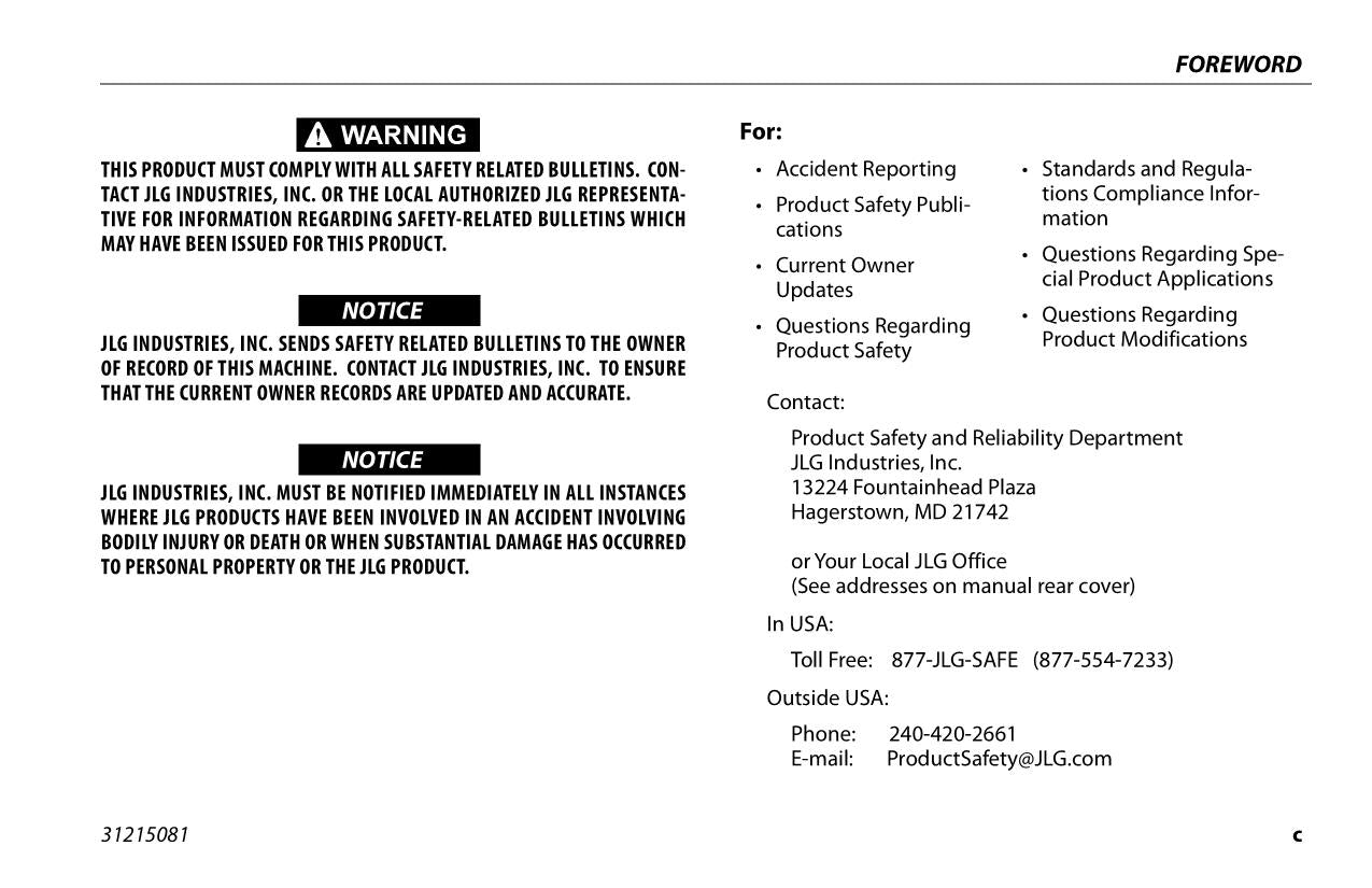 JLG 530LRT Scissor Lift Maintenance Operation Operators Manual 31215081