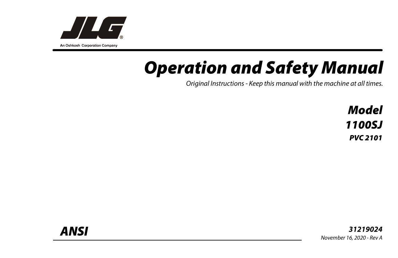 JLG 1100SJ Boom Lift Maintenance Operation Operators Manual 31219024