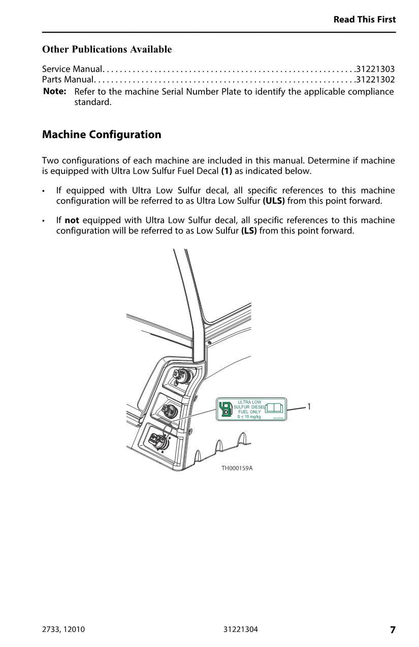 JLG 12010 2733 Telehandler Maintenance Operation Operators Manual 31221304