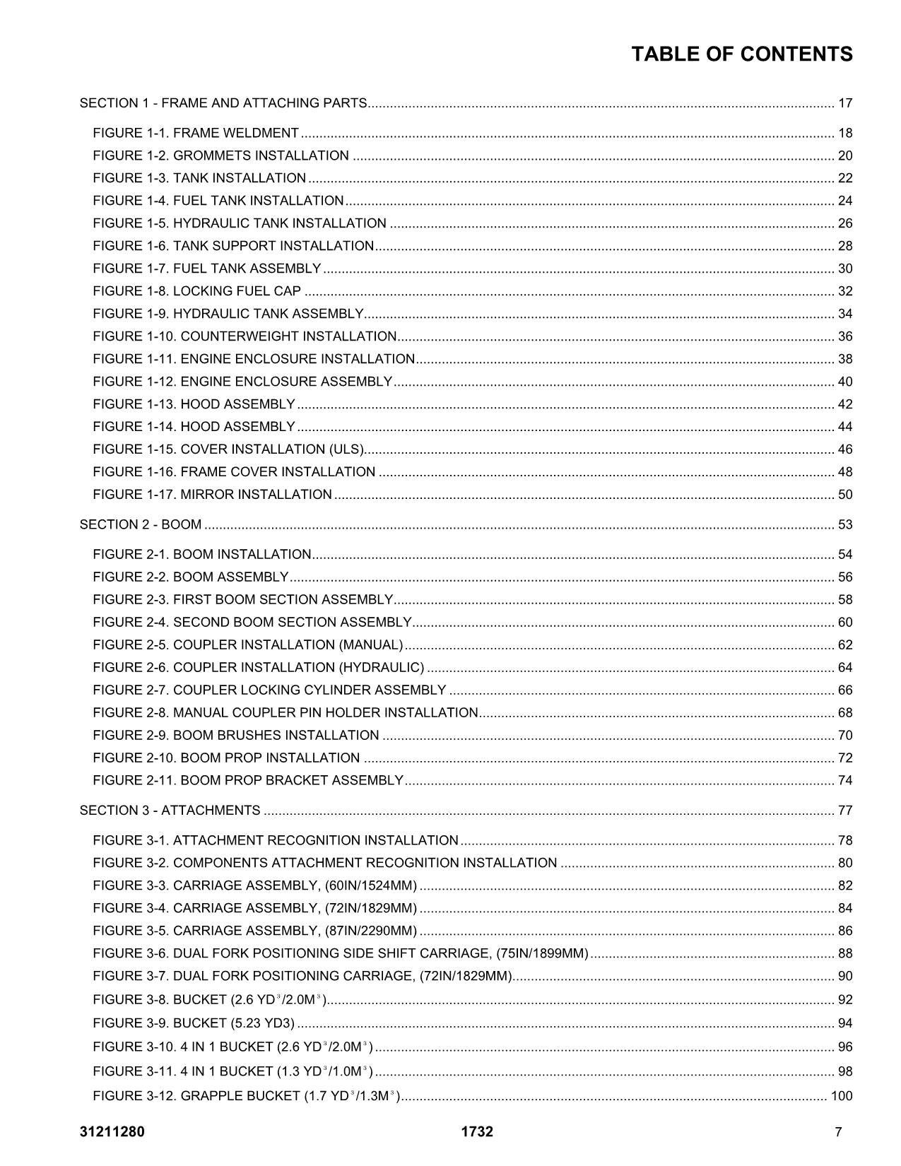 JLG 1732 Telehandler Parts Catalog Manual 0160000001-0160100939