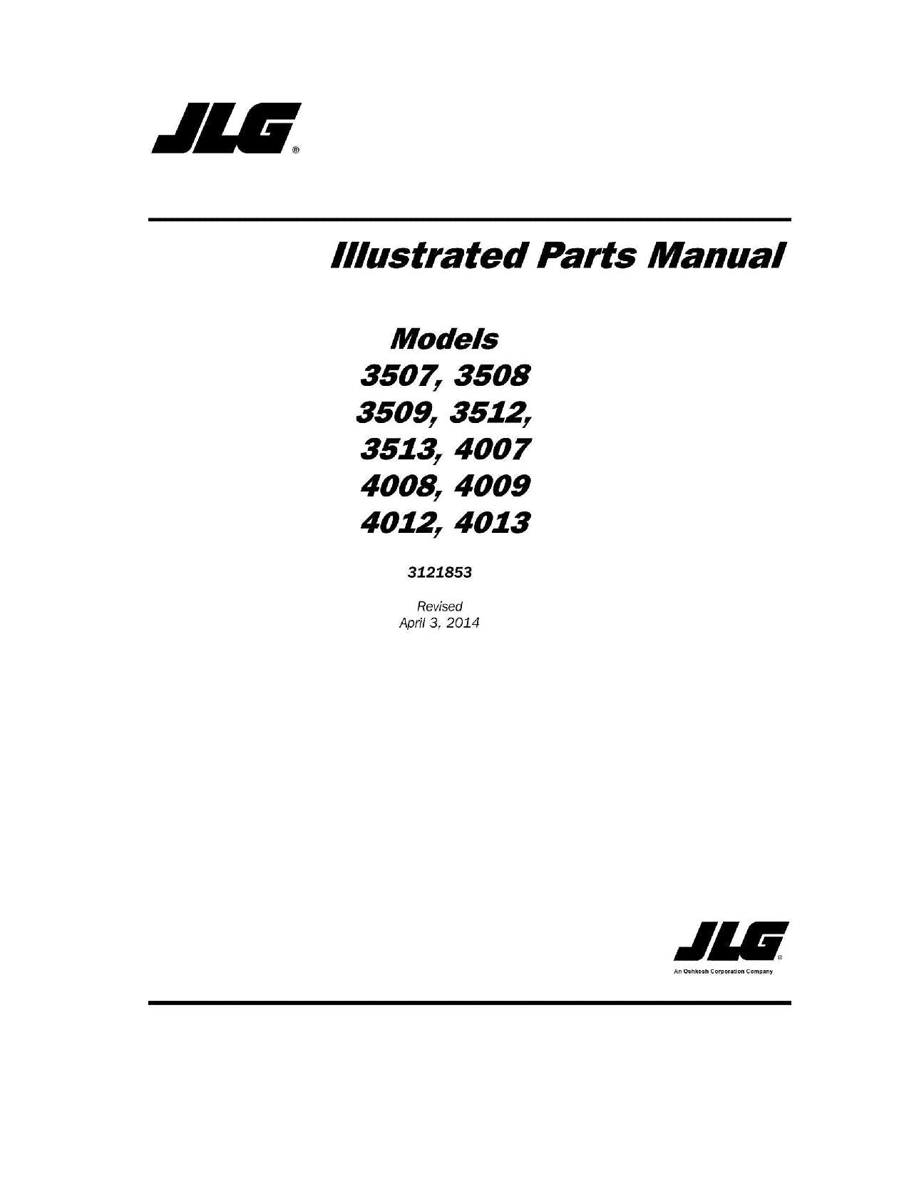 JLG 3507 3508 3509 3512 3513 Telehandler Parts Catalog Manual