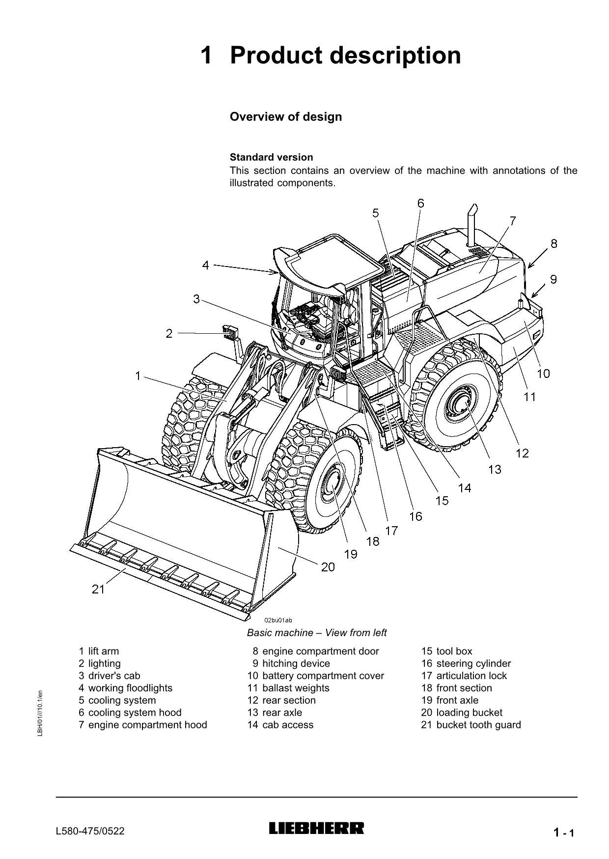 Liebherr L580 Wheel Loader Operators manual serial 0522