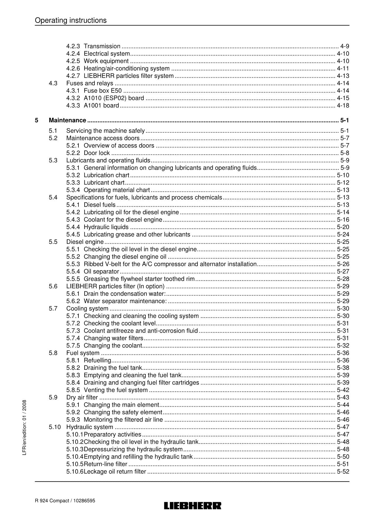 Liebherr R924 Compact Excavator Operators manual