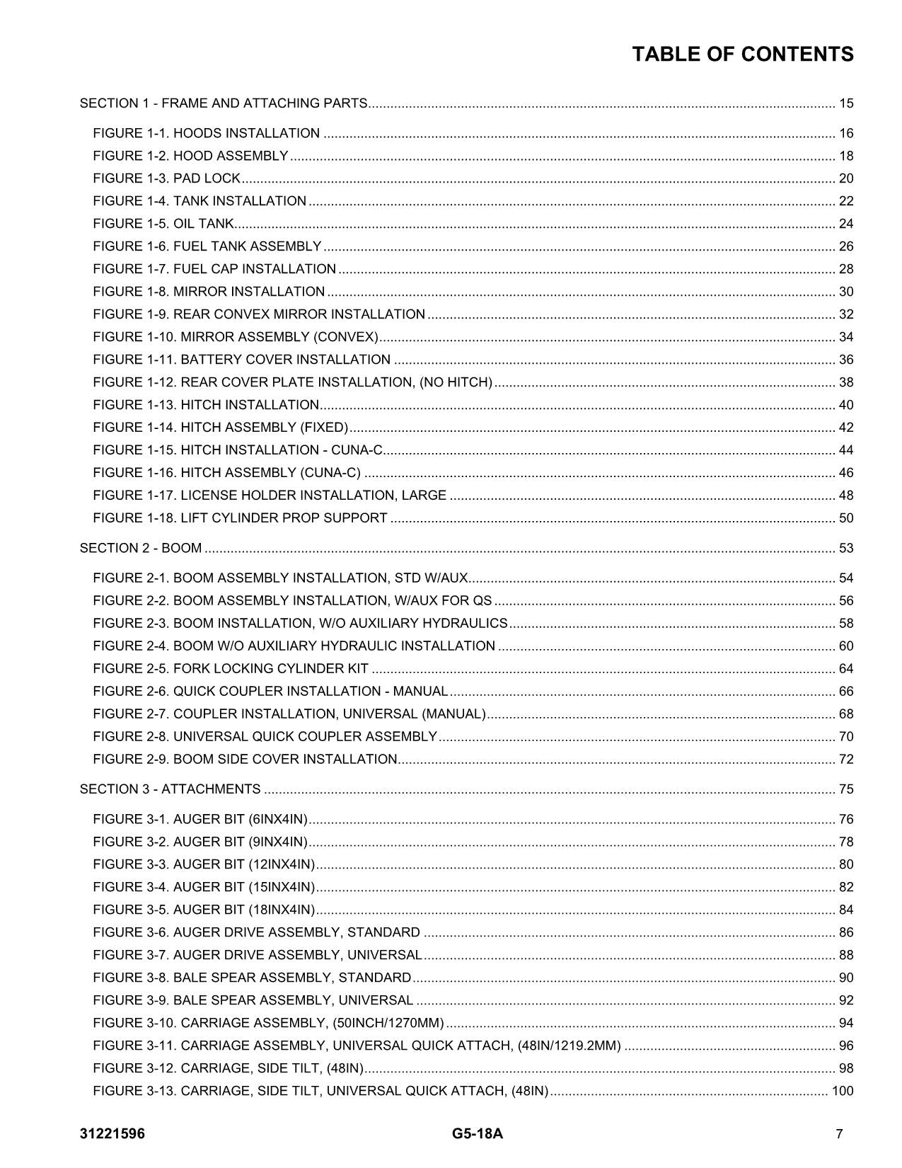 JLG G5-18A Telehandler Parts Catalog Manual 31221596