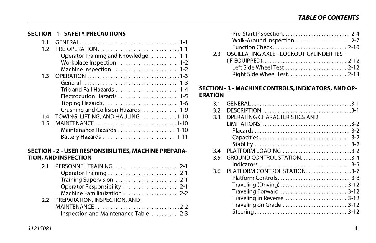 JLG 530LRT Scissor Lift Maintenance Operation Operators Manual 31215081