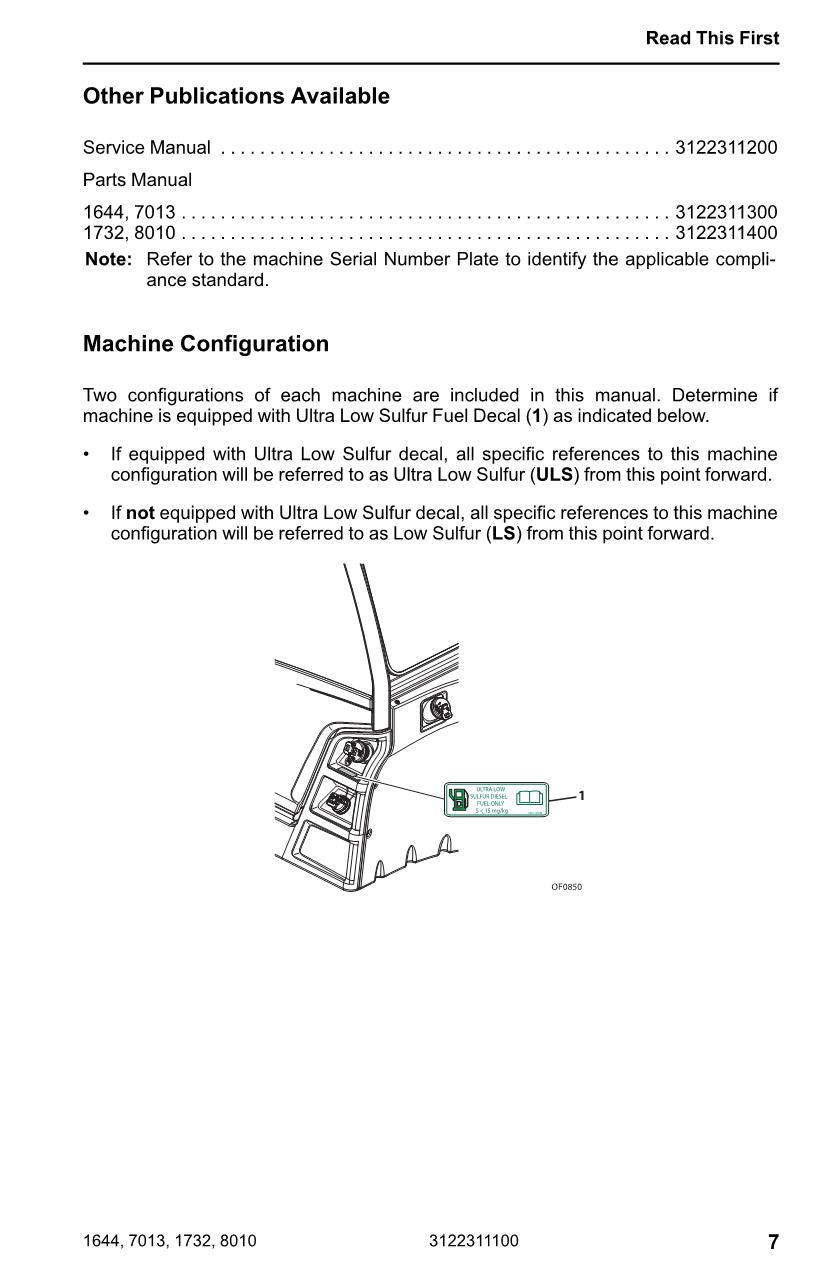 JLG 1644 1732 7013 8010 Telehandler Maintenance Operators Manual 3122311100