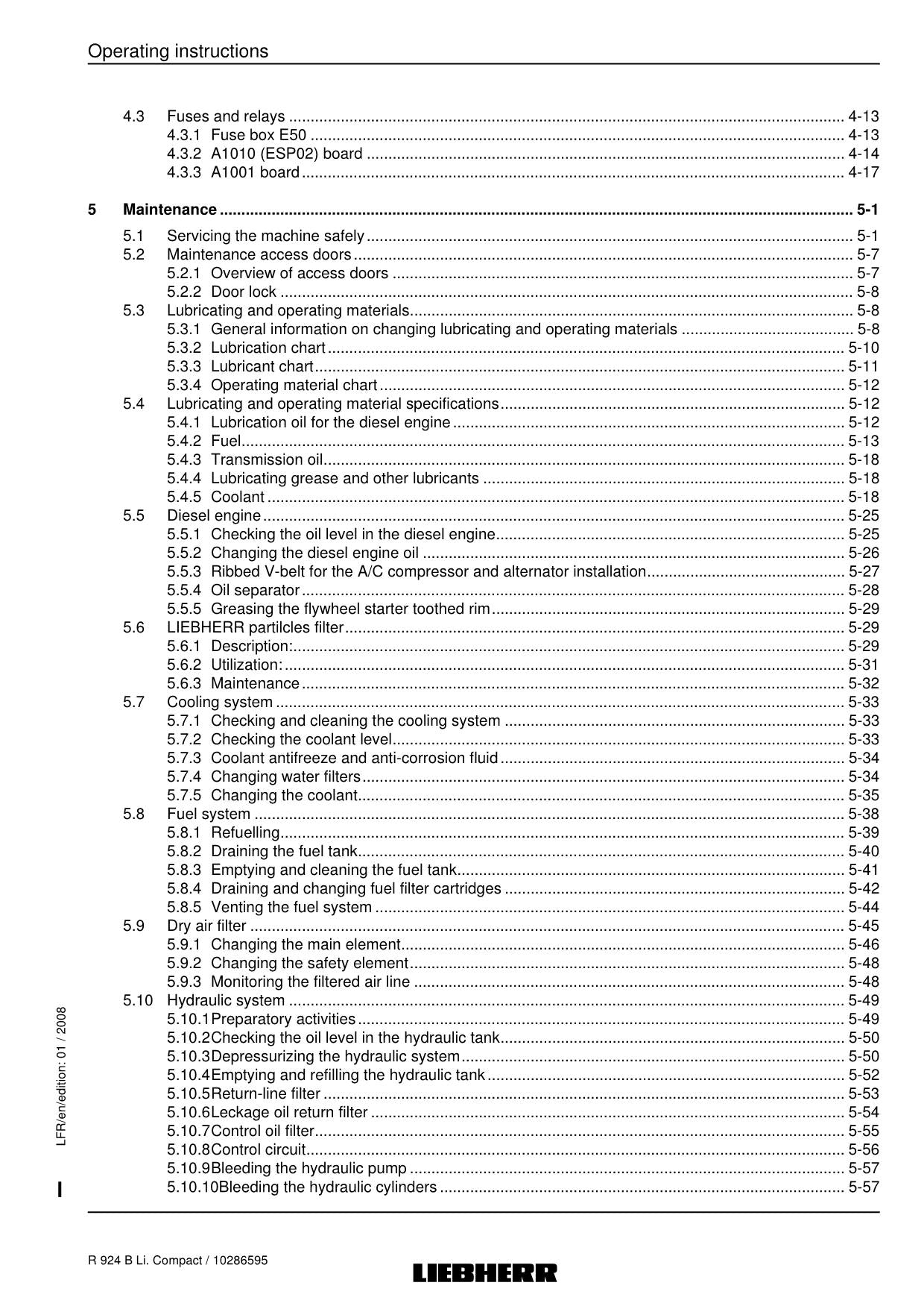 Liebherr R924 B Li. Compact Excavator Operators manual