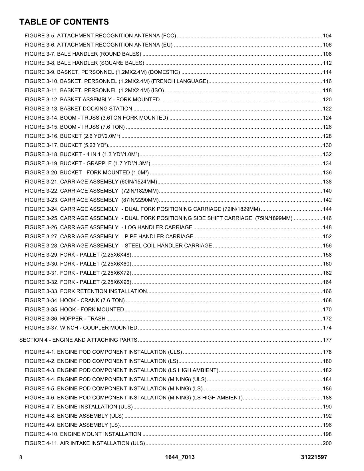 JLG 1644 7013H Telehandler Parts Catalog Manual 31221597