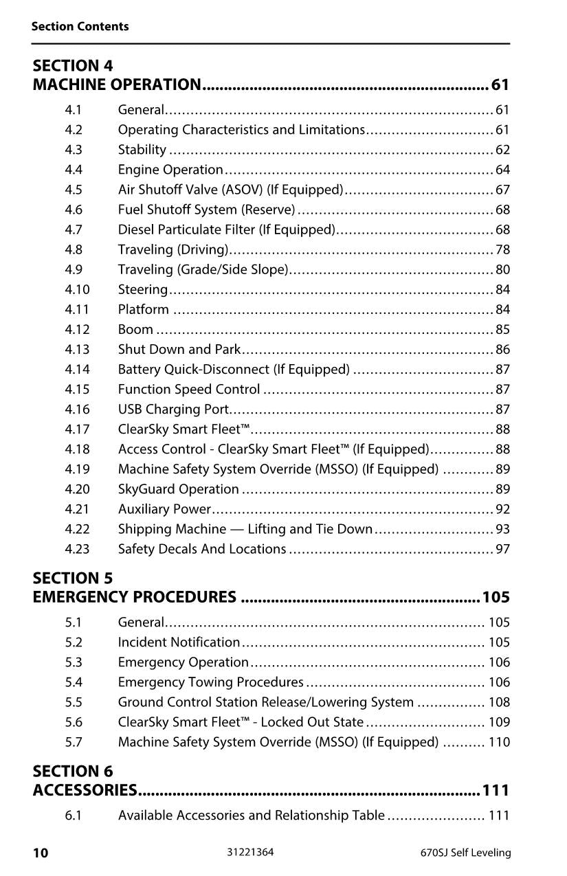 JLG 670SJ Boom Lift Maintenance Operation Operators Manual 31221364