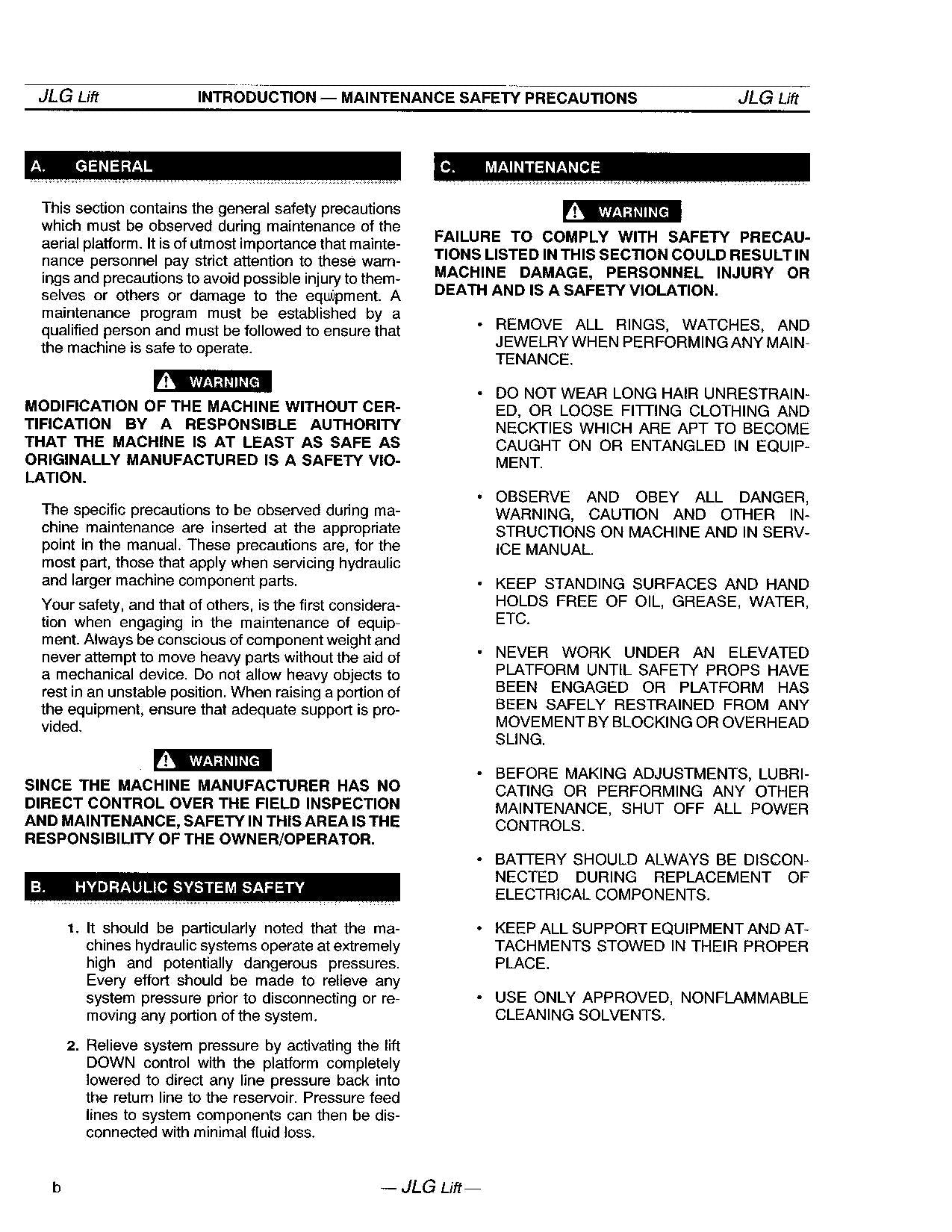 JLG 19AM 24AM 30AM 36AM Vertical Mast Operation Parts Service Manual