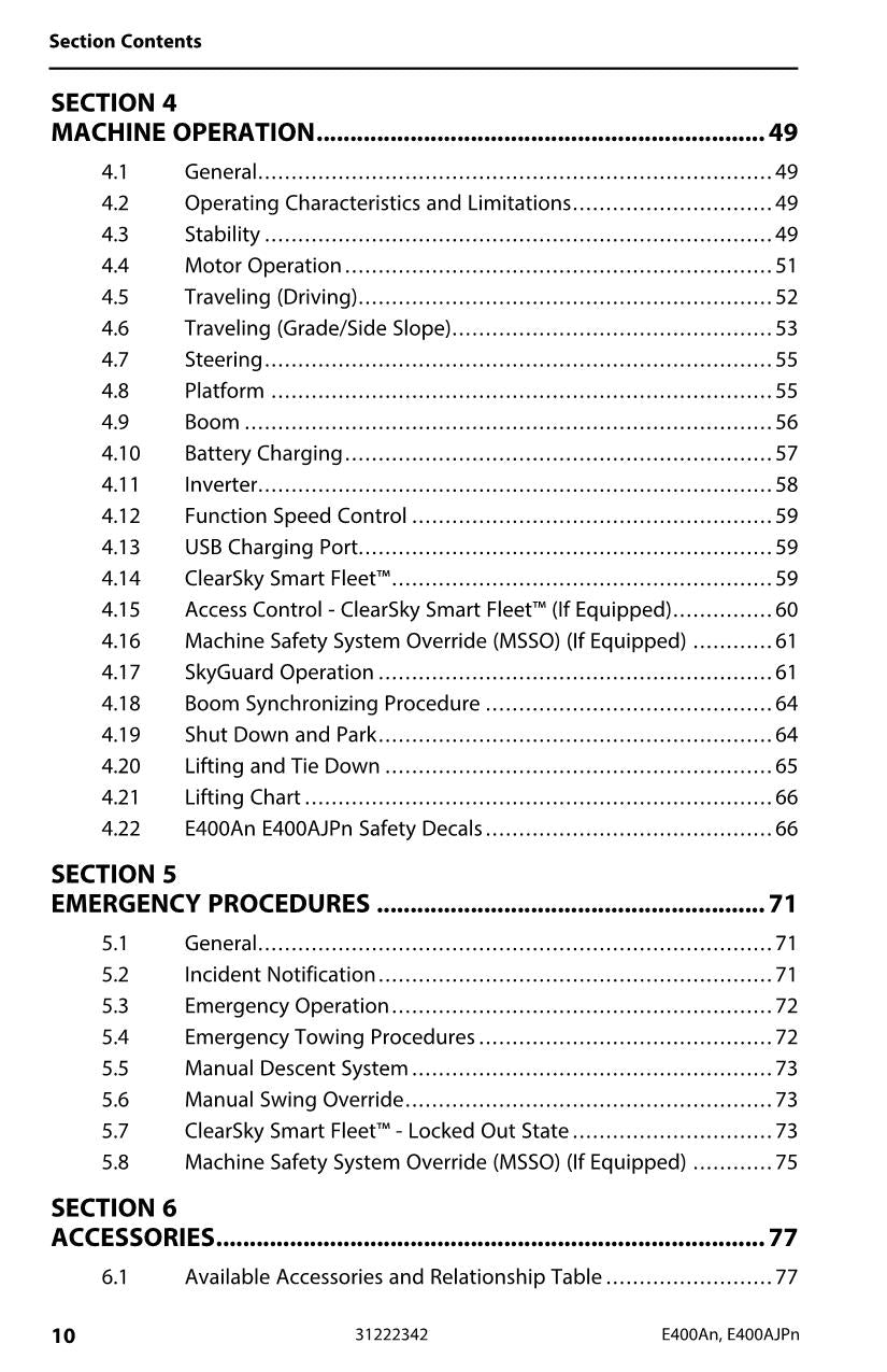 JLG E400AJP narrow E400A narrow Boom Lift Operators Manual 31222342