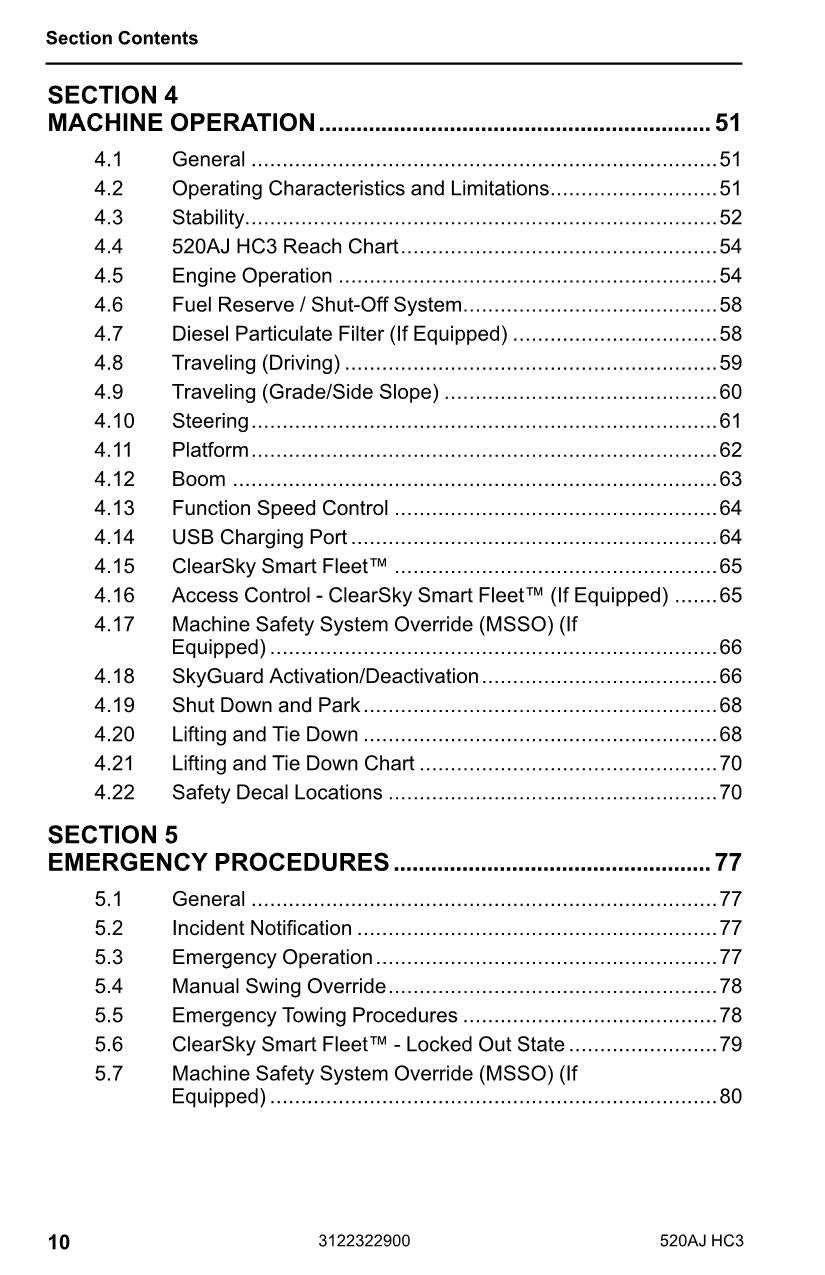 JLG 520AJ HC3 Boom Lift Maintenance Operation Operators Manual 31223229