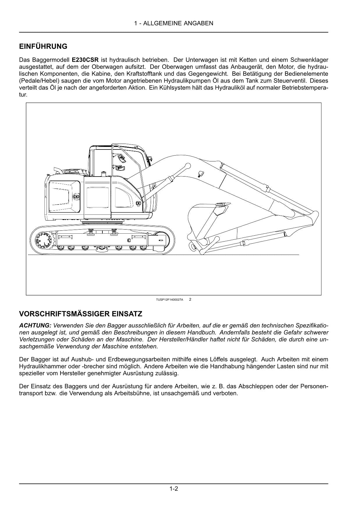 New Holland E230C SR Bagger Betriebsanleitung