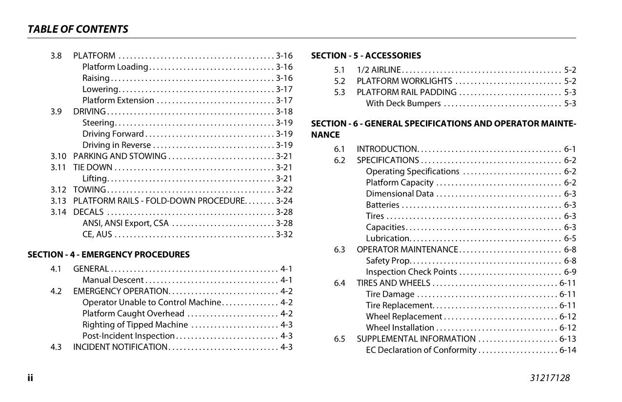 JLG 260MRT Boom Lift Maintenance Operation Operators Manual