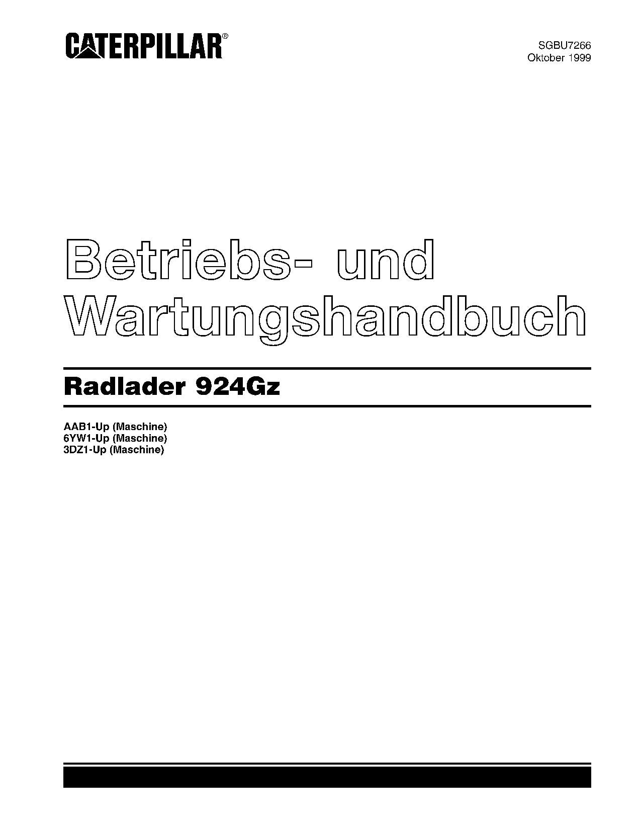 Caterpillar 924Gz Radlader Betriebsanleitung Wartungshandbuch