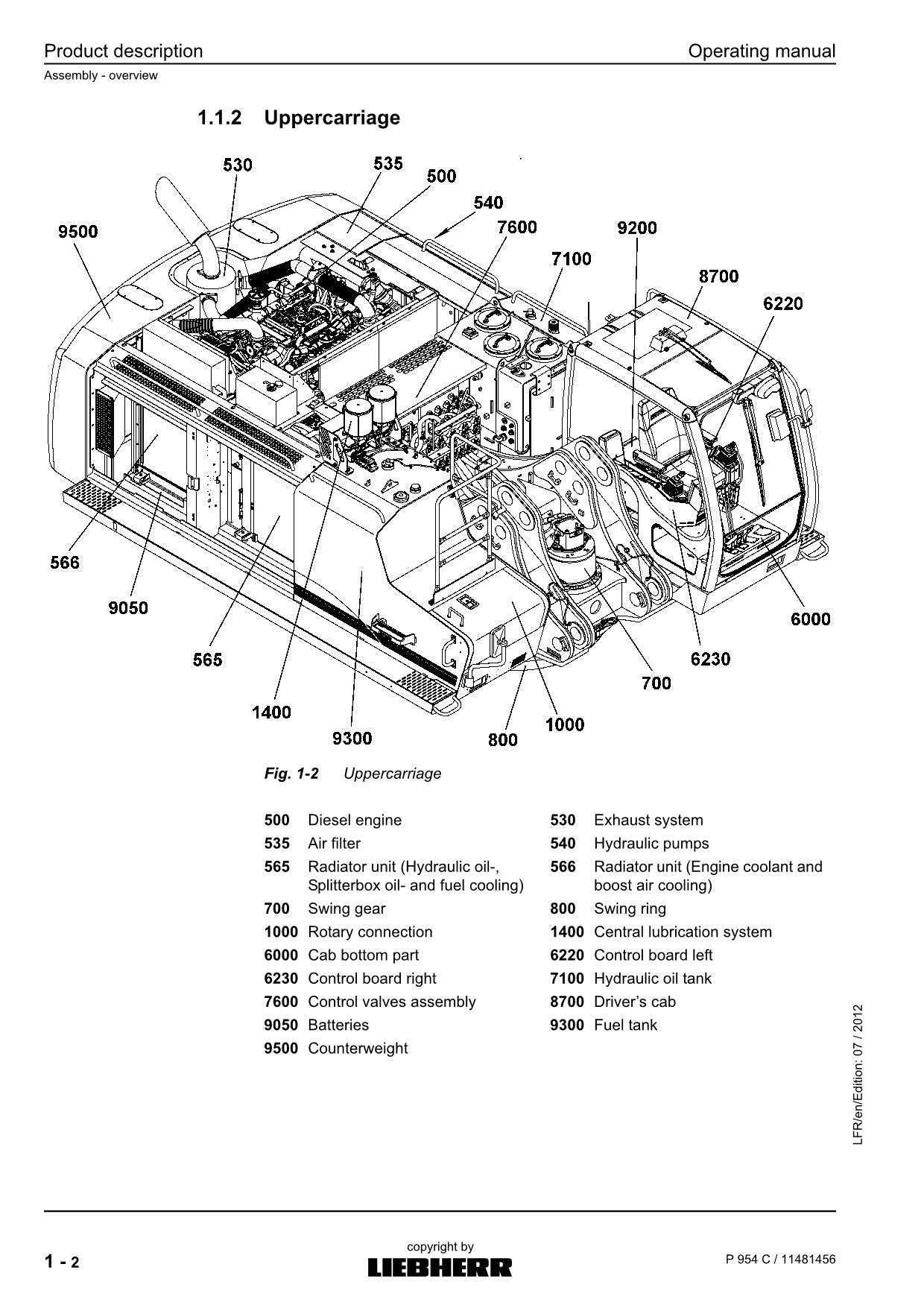 Liebherr P954 C Excavator Operators manual