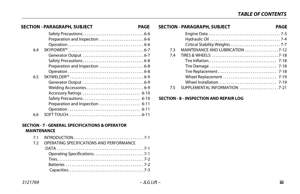 JLG H800AJ Boom Lift Maintenance Operation Operators Manual 3121769