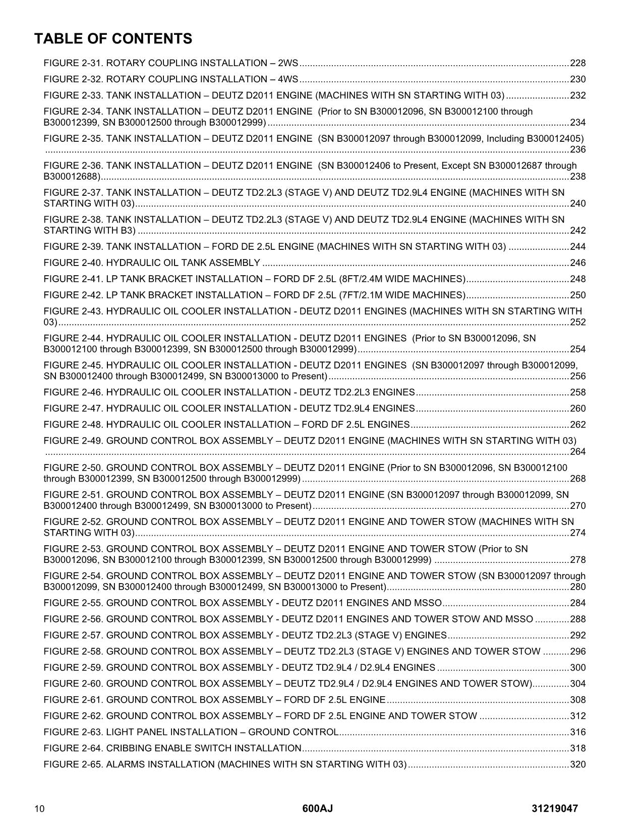 JLG 600AJ Boom Lift  Parts Catalog Manual 31219047