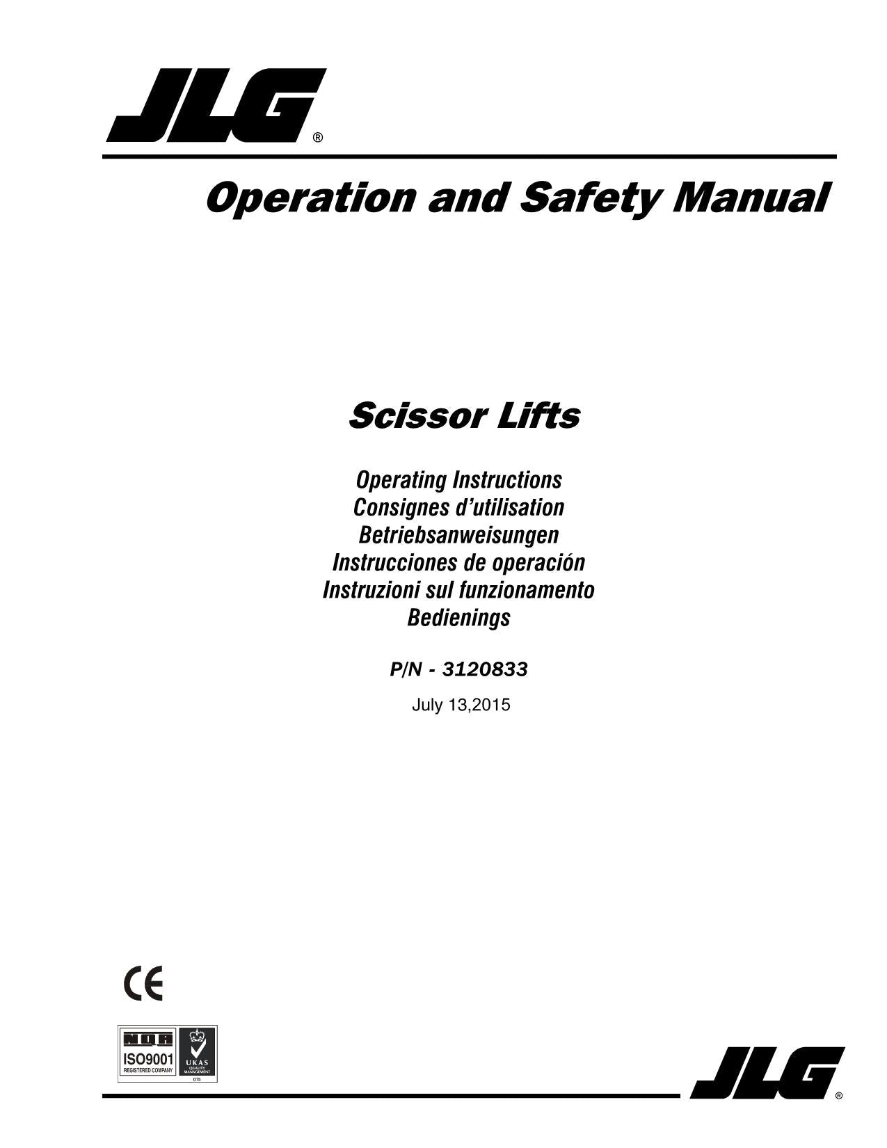 JLG 500RTS CM2546 CM2558 500RTS CM1432 Scissor Lift Operators Manual