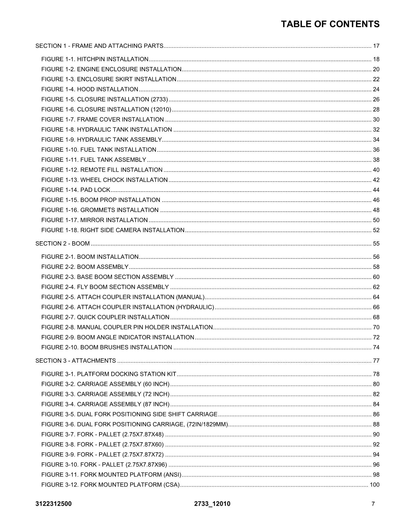 JLG  12010 2733 Telehandler Parts Catalog Manual