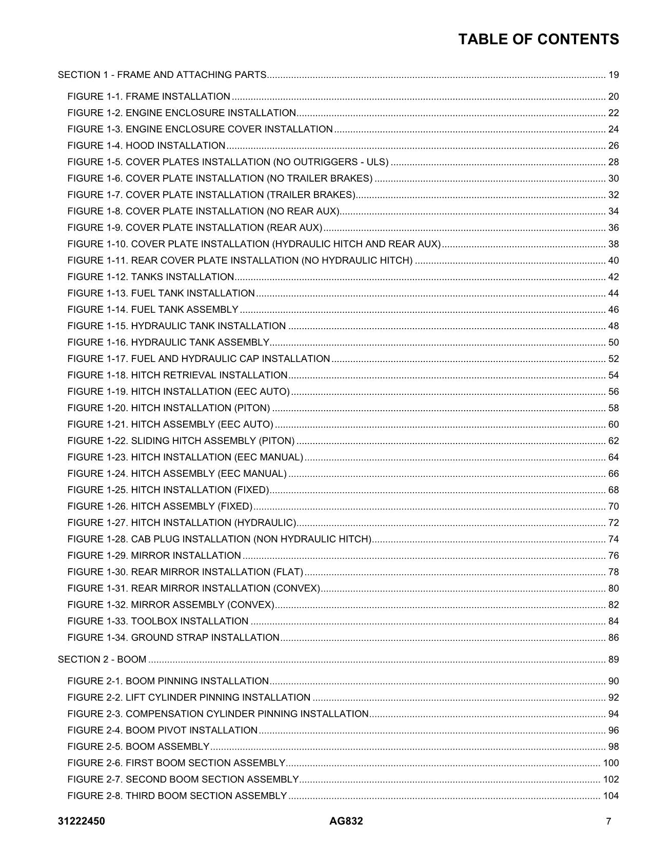 JLG AG832 Telehandler Parts Catalog Manual